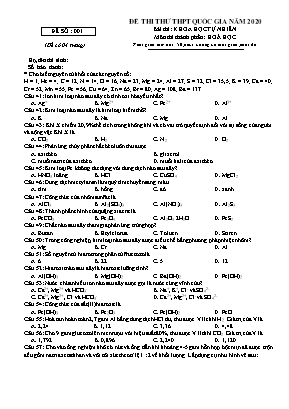 Đề thi thử THPT Quốc gia môn Hóa học năm 2020 - Đề số 01 (Có đáp án)
