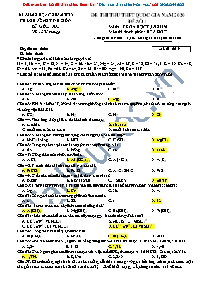 Đề thi thử THPT Quốc gia môn Hóa học năm 2020 - Đề số 1 (Kèm đáp án)