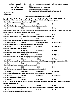 Đề thi thử THPT Quốc gia môn Hóa học năm 2020 - Đề số 1 - Trường THPT Tây Tiền Hải (Có đáp án)