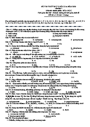 Đề thi thử THPT Quốc gia môn Hóa học năm 2020 lần thứ 1