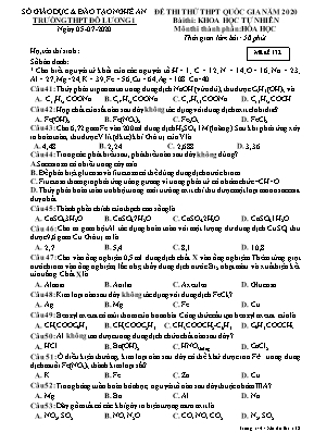 Đề thi thử THPT Quốc gia môn Hóa học năm 2020 - Mã đề 132 - Trường THPT Đô Lương 1