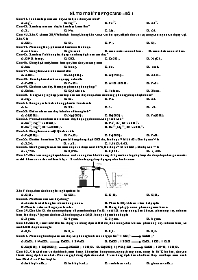 Đề thi thử THPT Quốc gia môn Hóa học năm 2020 - Số 1 (Có đáp án)