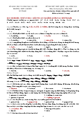 Đề thi thử THPT Quốc gia môn Hóa học năm 2020 - Trường chuyên Sư phạm (Kèm đáp án)