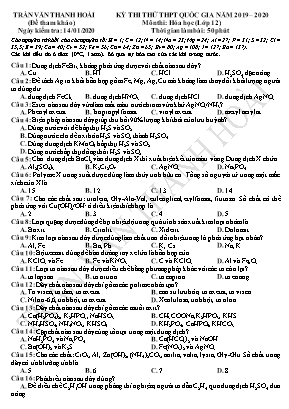 Đề thi thử THPT Quốc gia môn Hóa học - Năm học 2019-2020 - Trần Văn Thanh Hoài
