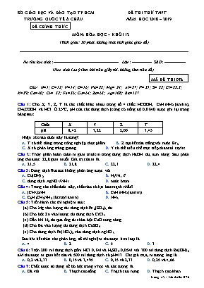 Đề thi thử Tốt nghiệp Phổ thông môn Hóa học - Mã đề 076 - Năm học 2018-2019 - Trường quốc tế Á Châu