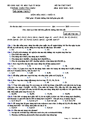 Đề thi thử Tốt nghiệp Phổ thông môn Hóa học - Mã đề 104 - Năm học 2018-2019 - Trường quốc tế Á Châu