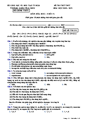 Đề thi thử Tốt nghiệp Phổ thông môn Hóa học - Mã đề 312 - Năm học 2018-2019 - Trường quốc tế Á Châu