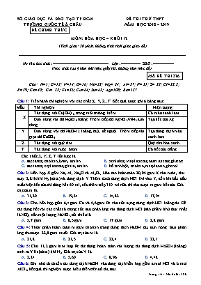 Đề thi thử Tốt nghiệp Phổ thông môn Hóa học - Mã đề 326 - Năm học 2018-2019 - Trường quốc tế Á Châu