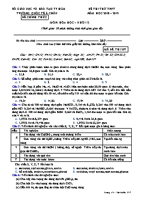 Đề thi thử Tốt nghiệp Phổ thông môn Hóa học - Mã đề 357 - Năm học 2018-2019 - Trường quốc tế Á Châu