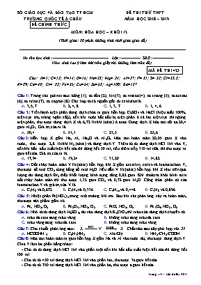 Đề thi thử Tốt nghiệp Phổ thông môn Hóa học - Mã đề 423 - Năm học 2018-2019 - Trường quốc tế Á Châu