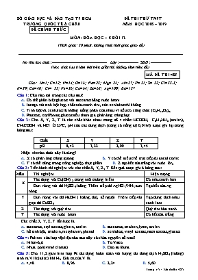 Đề thi thử Tốt nghiệp Phổ thông môn Hóa học - Mã đề 485 - Năm học 2018-2019 - Trường quốc tế Á Châu