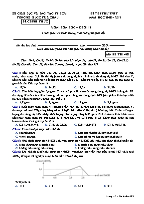 Đề thi thử Tốt nghiệp Phổ thông môn Hóa học - Mã đề 498 - Năm học 2018-2019 - Trường quốc tế Á Châu