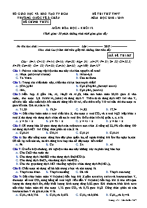 Đề thi thử Tốt nghiệp Phổ thông môn Hóa học - Mã đề 567 - Năm học 2018-2019 - Trường quốc tế Á Châu