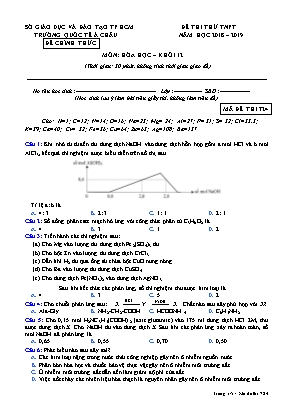 Đề thi thử Tốt nghiệp Phổ thông môn Hóa học - Mã đề 724 - Năm học 2018-2019 - Trường quốc tế Á Châu