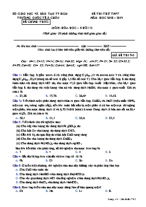 Đề thi thử Tốt nghiệp Phổ thông môn Hóa học - Mã đề 743 - Năm học 2018-2019 - Trường quốc tế Á Châu