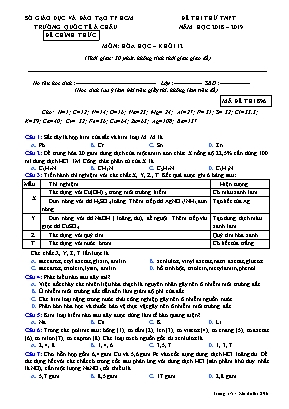 Đề thi thử Tốt nghiệp Phổ thông môn Hóa học - Mã đề 896 - Năm học 2018-2019 - Trường quốc tế Á Châu