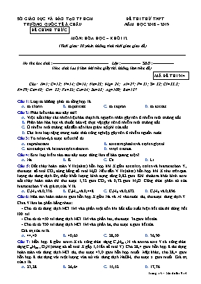 Đề thi thử Tốt nghiệp Phổ thông môn Hóa học - Mã đề 914 - Năm học 2018-2019 - Trường quốc tế Á Châu