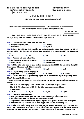 Đề thi thử Tốt nghiệp Phổ thông môn Hóa học - Mã đề 965 - Năm học 2018-2019 - Trường quốc tế Á Châu