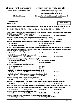 Đề thi thử Tốt nghiệp THPT môn Hóa học lần 1 năm 2020 - Mã đề 001 - Trường THPT Nguyễn Huệ