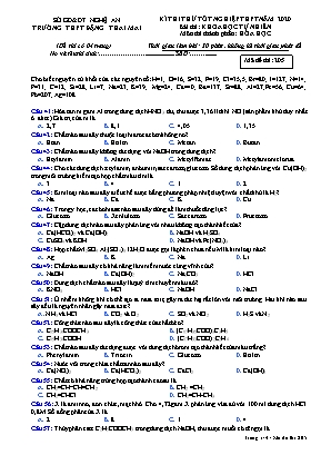 Đề thi thử Tốt nghiệp THPT môn Hóa học năm 2019 - Mã đề 205 - Trường THPT Đặng Thai Mai