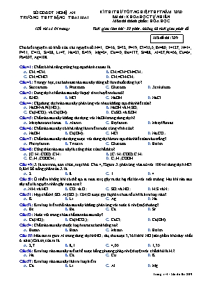 Đề thi thử Tốt nghiệp THPT môn Hóa học năm 2019 - Mã đề 209 - Trường THPT Đặng Thai Mai