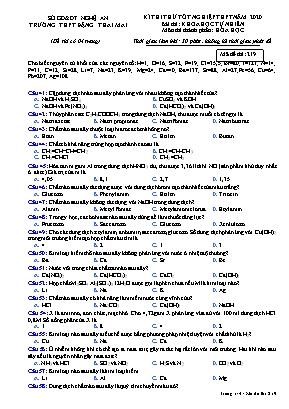 Đề thi thử Tốt nghiệp THPT môn Hóa học năm 2019 - Mã đề 219 - Trường THPT Đặng Thai Mai