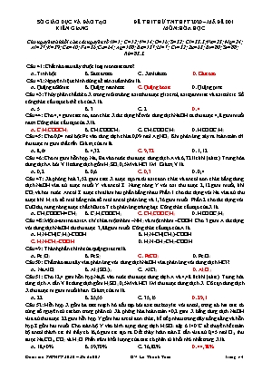 Đề thi thử Tốt nghiệp THPT môn Hóa học năm 2020 - Mã đề 001 - Lê Thanh Tâm (Kèm đáp án)