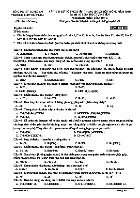 Đề thi thử Tốt nghiệp THPT môn Hóa học năm 2020 - Mã đề 001 - Trường THPT Đức Hòa