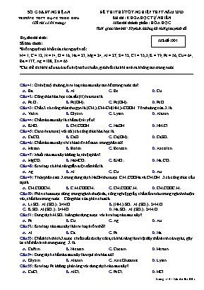 Đề thi thử Tốt nghiệp THPT môn Hóa học năm 2020 - Mã đề 001 - Trường THPT Đặng Thúc Hứa