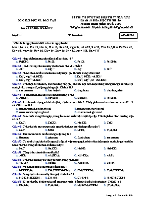 Đề thi thử Tốt nghiệp THPT môn Hóa học năm 2020 - Mã đề 001