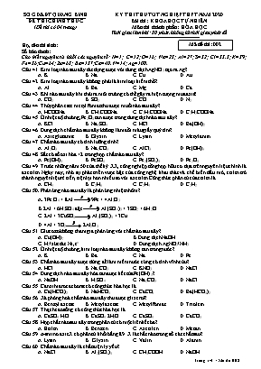 Đề thi thử Tốt nghiệp THPT môn Hóa học năm 2020 - Mã đề 002 - Sở giáo dục và đào tạo Quảng Bình