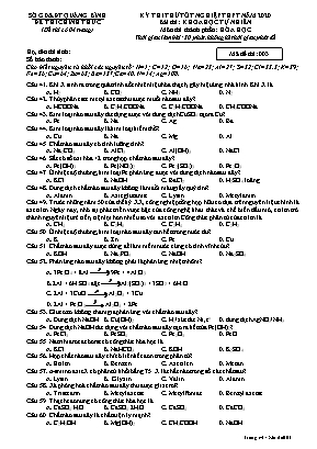 Đề thi thử Tốt nghiệp THPT môn Hóa học năm 2020 - Mã đề 003 - Sở giáo dục và đào tạo Quảng Bình