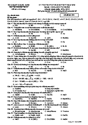 Đề thi thử Tốt nghiệp THPT môn Hóa học năm 2020 - Mã đề 004 - Sở giáo dục và đào tạo Quảng Bình