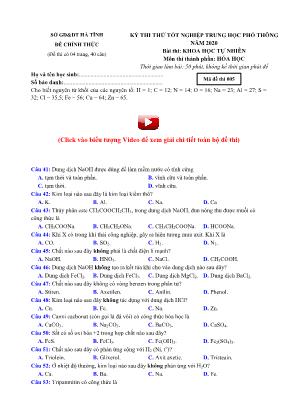 Đề thi thử Tốt nghiệp THPT môn Hóa học năm 2020 - Mã đề 005 - Sở giáo dục và đào tạo Hà Tĩnh
