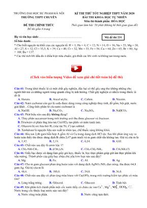 Đề thi thử Tốt nghiệp THPT môn Hóa học năm 2020 - Mã đề 231 - Đại học Sư phạm Hà Nội