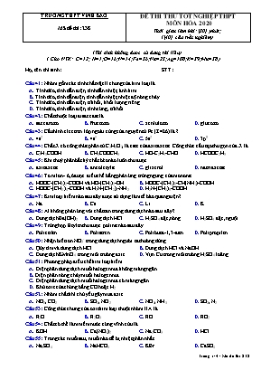 Đề thi thử Tốt nghiệp THPT môn Hóa học năm 2020 - Mã đề 238 - Trường THPT Vĩnh Bảo