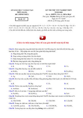 Đề thi thử Tốt nghiệp THPT môn Hóa học năm 2020 - Mã đề 397 - Sở giáo dục và đào tạo Tiền Giang