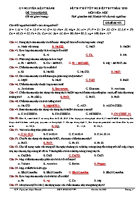 Đề thi thử Tốt nghiệp THPT môn Hóa học năm 2020 - Mã đề 402 - Nguyễn Mậu Thành (Kèm đáp án)