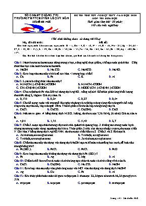 Đề thi thử Tốt nghiệp THPT môn Hóa học năm 2020 - Mã đề 468 - Trường THPT chuyên Lê Quý Đôn