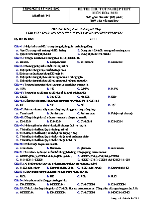 Đề thi thử Tốt nghiệp THPT môn Hóa học năm 2020 - Mã đề 743 - Trường THPT Vĩnh Bảo