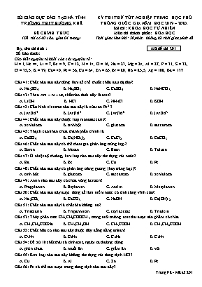 Đề thi thử Tốt nghiệp THPT Quốc gia môn Hóa học - Mã đề 201 - Năm học 2019-2020 - Trường THPT Hương Khê (Có đáp án)