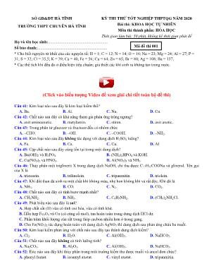 Đề thi thử Tốt nghiệp THPT Quốc gia môn Hóa học năm 2020 - Mã đề 001 - Trường THPT chuyên Hà Tĩnh