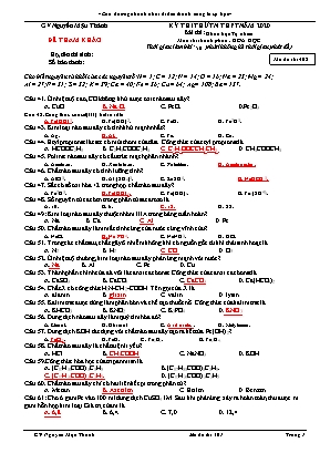 Đề thi thử Tốt nghiệp THPT Quốc gia môn Hóa học năm 2020 - Mã đề 402 - Nguyễn Mậu Thành (Kèm đáp án)