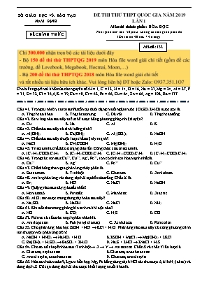 Đề thi thử Trung học Phổ thông Quốc gia môn Hóa học lần 1 năm 2019 - Mã đề 132 - Sở giáo dục và đào tạo Nam Định