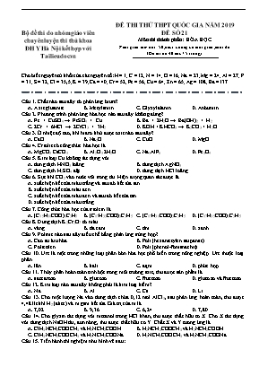 Đề thi thử Trung học Phổ thông Quốc gia môn Hóa học năm 2019 - Đề số 21 (Có đáp án)