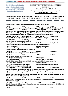 Đề thi thử Trung học Phổ thông Quốc gia môn Hóa học năm 2019 - Đề 15 (Có đáp án)