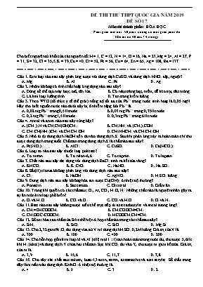 Đề thi thử Trung học Phổ thông Quốc gia môn Hóa học năm 2019 - Đề số 17 (Có đáp án)