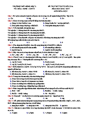 Đề thi thử Trung học Phổ thông Quốc gia môn Hóa học - Năm học 2016-2017 - Trường THPT Hồng Ngự 2 (Có đáp án)