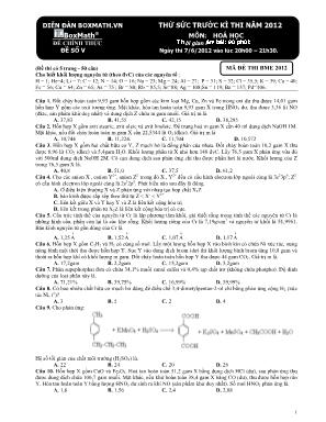 Đề thử sức trước kỳ thi THPT Quốc gia môn Hóa học năm 2012 - Đề số V