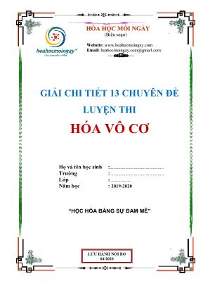 Giải chi tiết 13 chuyên đề luyện thi hóa vô cơ